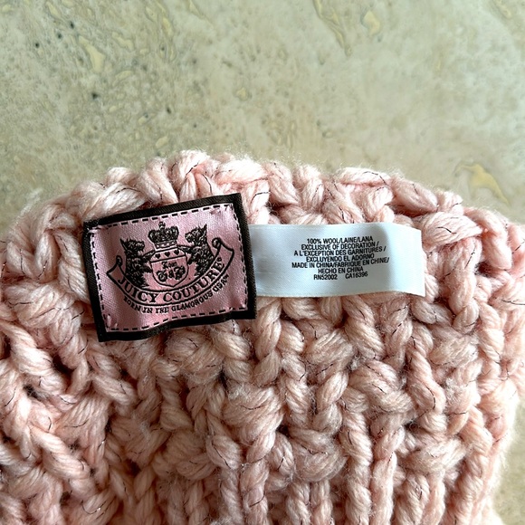 Juicy Couture Crochet Knitted Hat Pink One Size